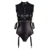 Cottelli Bondage - Shiny Sleeveless Bodysuit with Cuffs (Black) - L