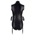Cottelli Bondage - Shiny Sleeveless Bodysuit with Cuffs (Black) - L
