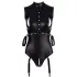 Cottelli Bondage - Shiny Sleeveless Bodysuit with Cuffs (Black) - XL