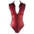 Cottelli Party - zip-up, sleeveless shiny bodysuit (red) - L