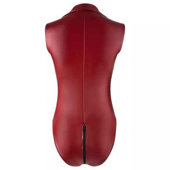 Cottelli Party - zip-up, sleeveless shiny bodysuit (red) - L