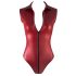 Cottelli Party - Zip-Up Sleeveless Shiny Bodysuit (Red) - XL