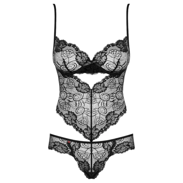 Obsessive Alluria - Floral Lace Bodysuit (Black) - L/XL