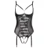 Abierta Fina - Sparkling Strap-Lace Open Bodysuit (Black)