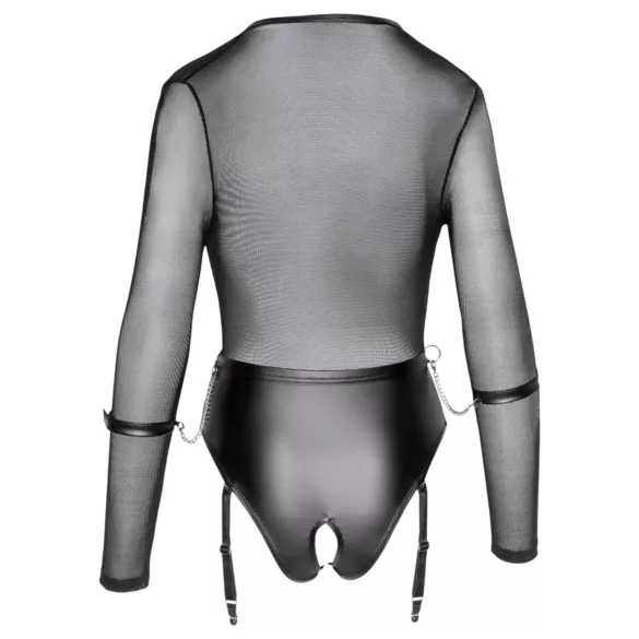 Cottelli - long-sleeved open body with cuffs (black)