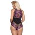Cottelli Plus Size - Floral Bodysuit (Black-Purple) - 2XL