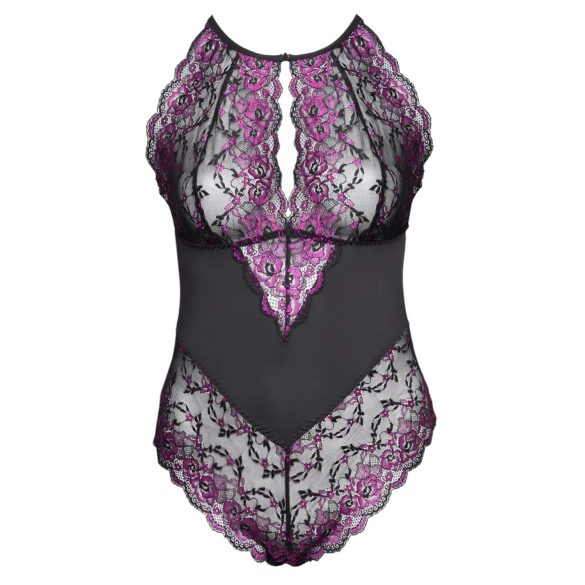 Cottelli Plus Size - Floral Bodysuit (Black-Purple) - 3XL