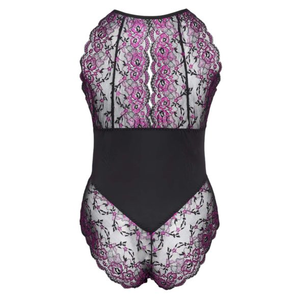 Cottelli Plus Size - Floral Bodysuit (Black-Purple) - 3XL