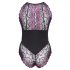 Cottelli Plus Size - Floral Bodysuit (Black-Purple) - 3XL
