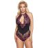 Cottelli Plus Size - Floral Bodysuit (Black-Purple) - 4XL