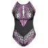 Cottelli Plus Size - Floral Bodysuit (Black-Purple) - 4XL
