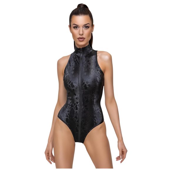 Cottelli Party - Black Snakeskin Pattern Bodysuit - M