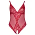 Cottelli Curves - Sheer Lace Bodysuit (Red)