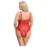 Cottelli Curves - Sheer Lace Bodysuit (Red) - 2XL