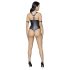 Cottelli Bondage - Shiny Black Open-Front Ringed Bodysuit - L