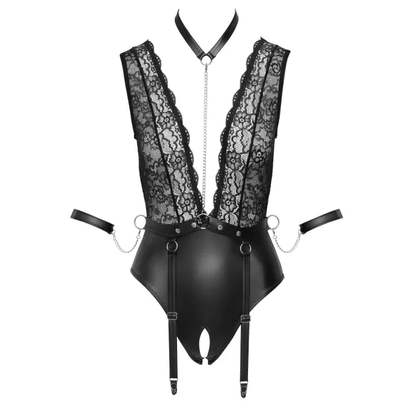 Cottelli Bondage - Lace Halter Bodysuit (Black) - M