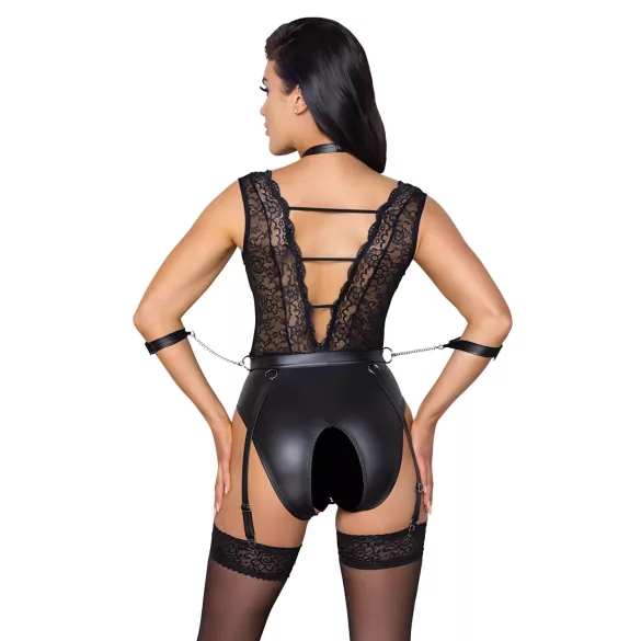 Cottelli Bondage - Lace Halter Bodysuit (Black) - L