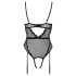 Cottelli - Open Strappy Bodysuit with Garter (Black)