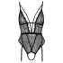 Cottelli - Open Strappy Bodysuit with Garter (Black) - L