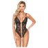 Abierta Fina - Open Lace Bodysuit with Rhinestones (Black)