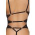 Abierta Fina - Open Lace Bodysuit with Rhinestones (Black) - L