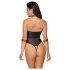 Cottelli Bondage - shiny bodysuit with arm and neck restraints (black)