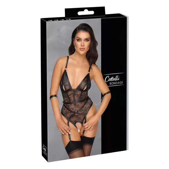 Cottelli Bondage - Open Body with Cuffs (Black)