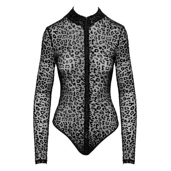 Noir - Leopard Print Long-Sleeve Bodysuit (Black)