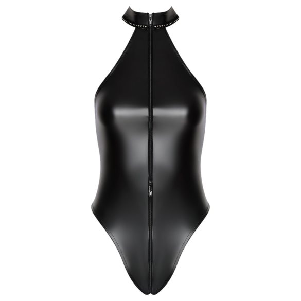 Noir - Shiny Halter Neck Bodysuit (Black)