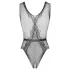 Obsessive - open knit bodysuit with floral pattern (black)