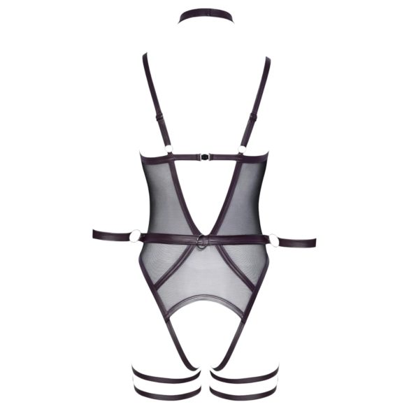 Cottelli Bondage - Open-Front Bodysuit with Wrist Cuffs (Black) - M