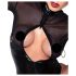 Noir - Glossy Bodysuit with Sheer Insets (Black) - XL