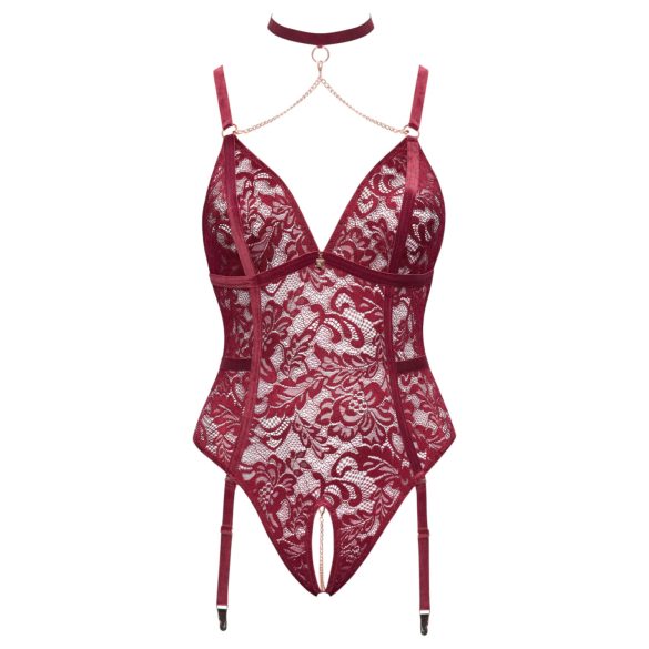 Cottelli Curves - Chain Lace Bodysuit (Red)