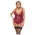 Cottelli Curves - Chain Lace Bodysuit (Red) - 2XL