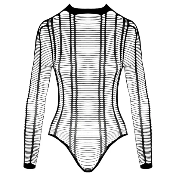 Cottelli - Striped Open-Front Bodysuit (Black) - Sizes S-L