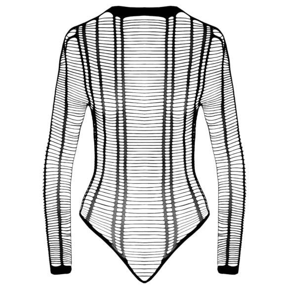 Cottelli - Striped Open-Front Bodysuit (Black) - Sizes S-L