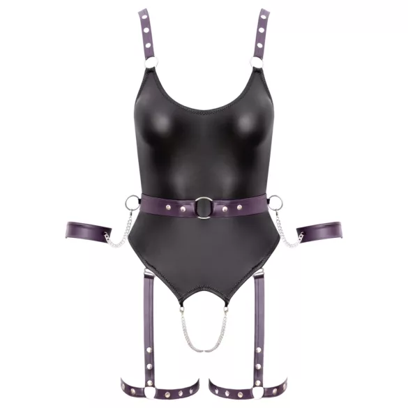 Cottelli - Open Bondage Body with Cuffs (Black)