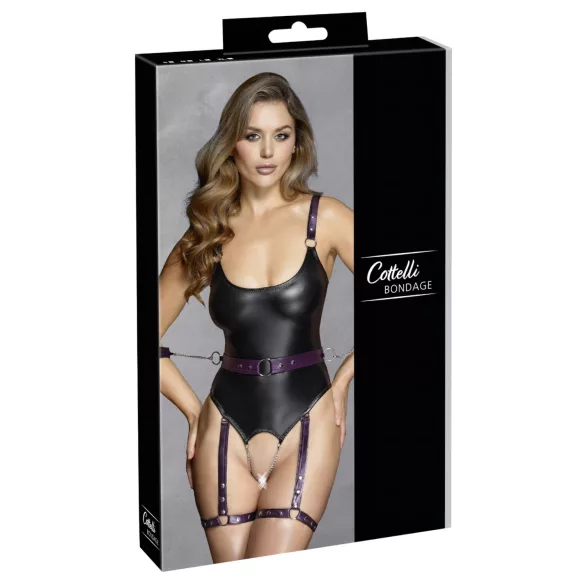 Cottelli - Open Bondage Body with Cuffs (Black) - L
