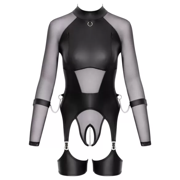 Cottelli Bondage - Sheer Top with Cuffs (Black) - L