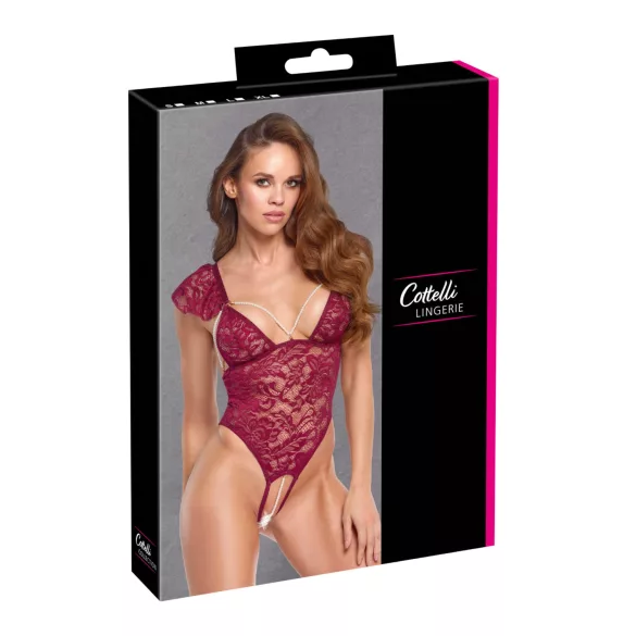 Cottelli - Lace Pearl Bodysuit (Red) - M