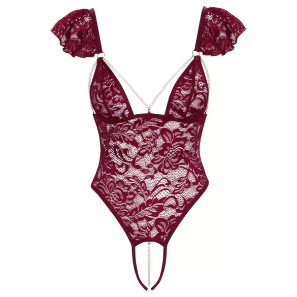 Cottelli - Lace Pearl Bodysuit (Red) - M