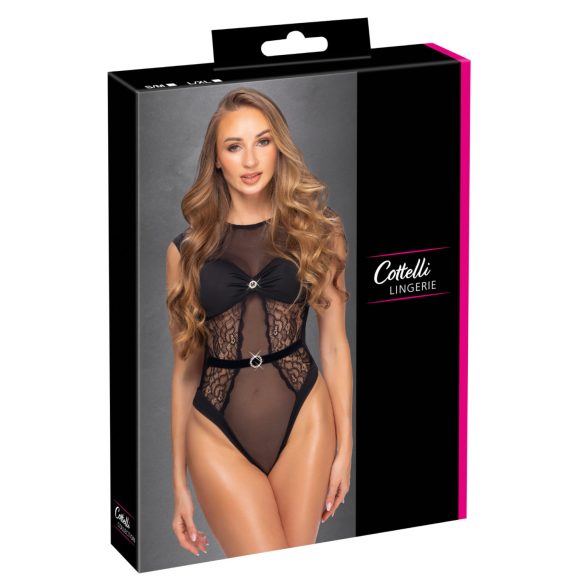 Cottelli - Sheer Lace Bodysuit (Black)