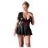 Cottelli Plus Size - Shiny Black Dress with Red Corset - XXXL