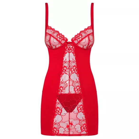 Obsessive Heartina - Red Nightdress & Thong Set