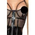 Noir - Black Patent Dress with Mesh Insets - L