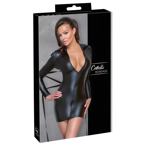 Cottelli Bondage - Shiny Effect Dress with Ties (Black) - M
