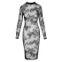 Noir - Sheer Floral Long Sleeve Dress (Black)