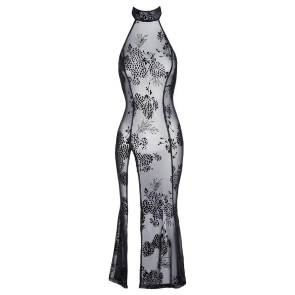 Noir - Sheer Black Floral Maxi Dress