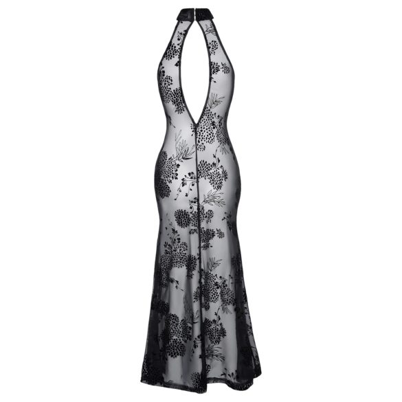 Noir - Sheer Black Floral Maxi Dress