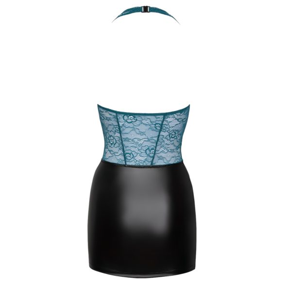 Cottelli - Lace-Up Shiny Dress (Black-Green) - L